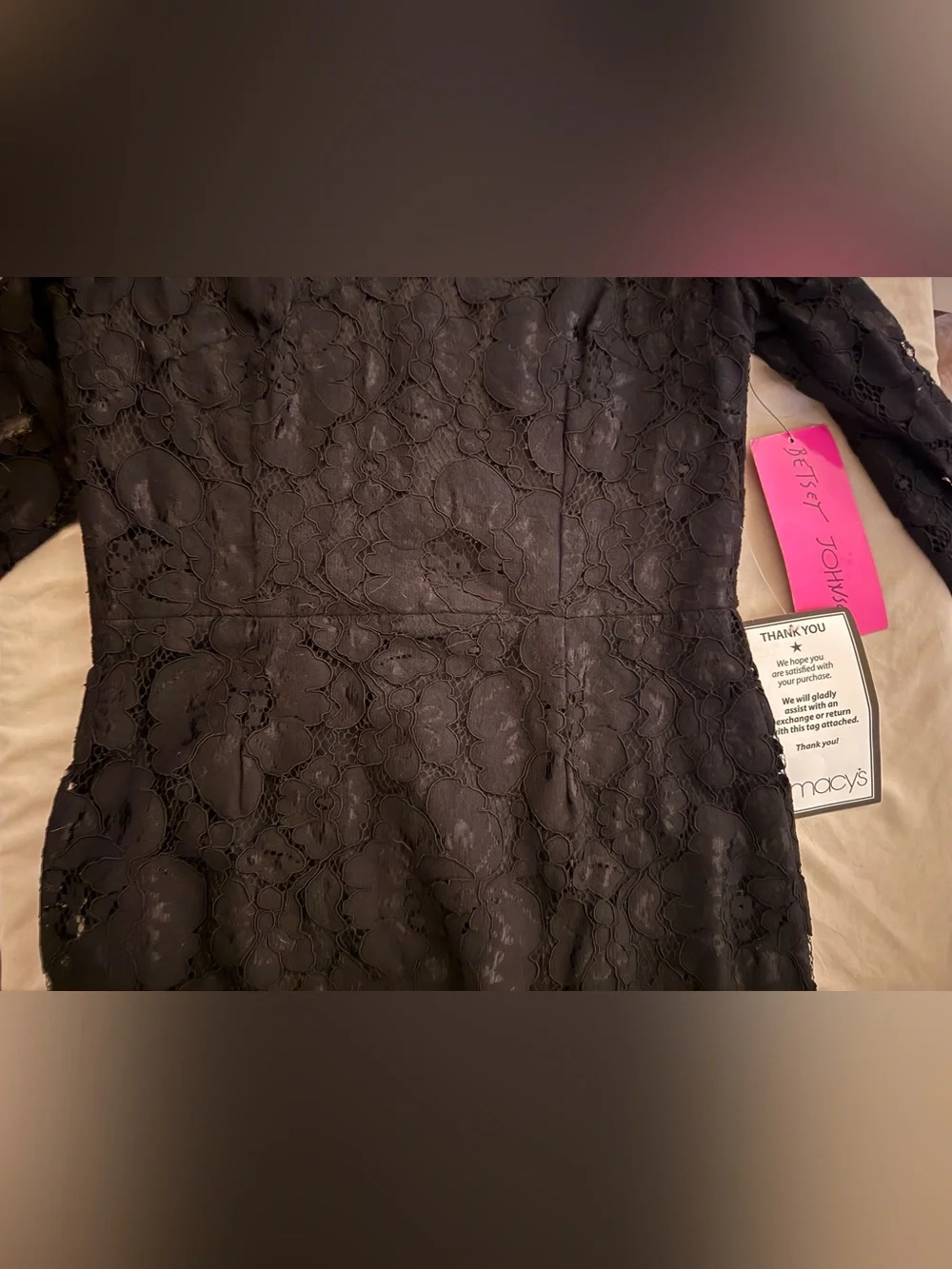 NWT Betsey Johnson Black Lace Long-Sleeve High-Neck Dress